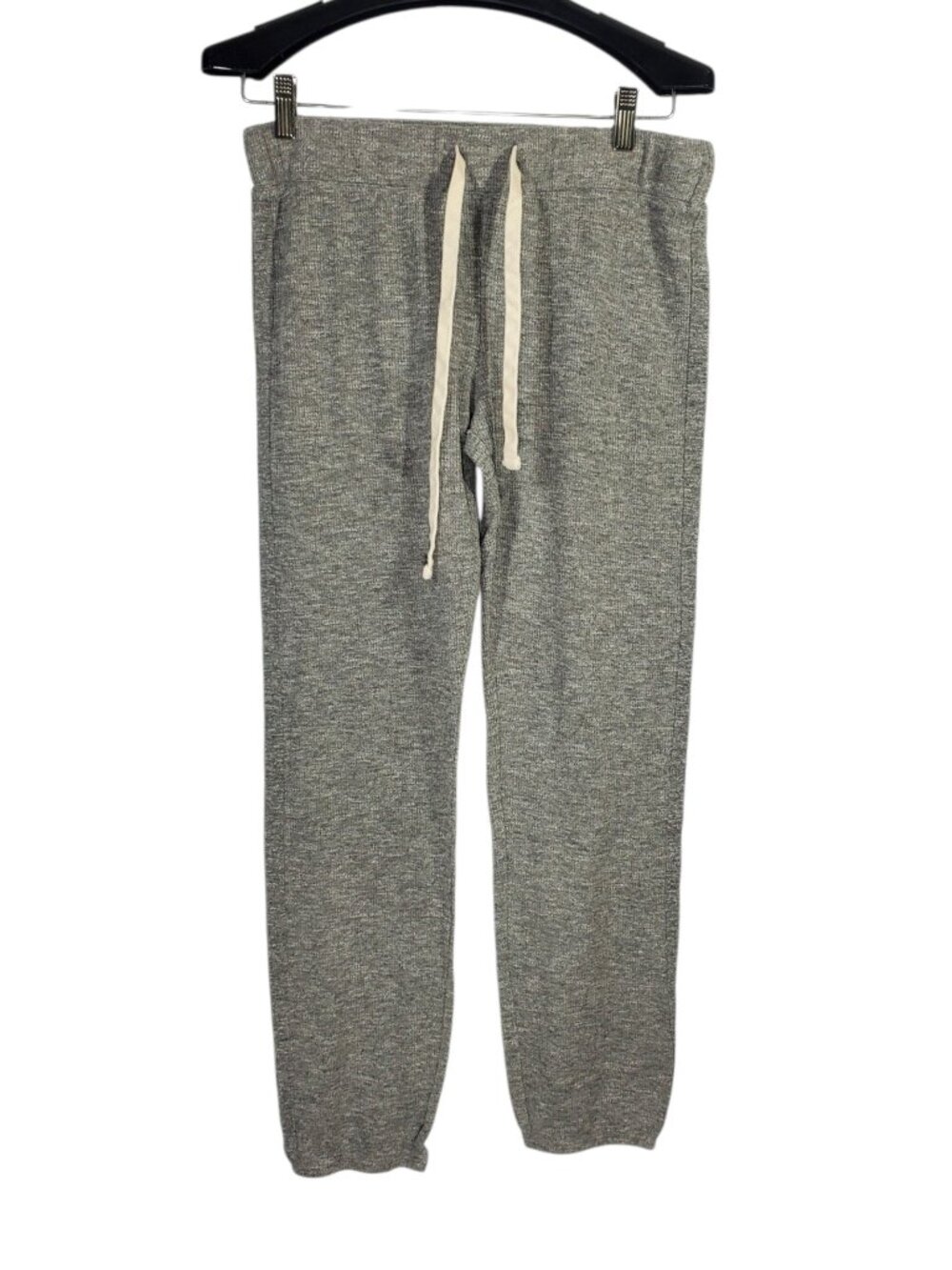 Monrow Waffle Knit Sweatpants Women's M Grey Ankle Lounge Stretch Made USA